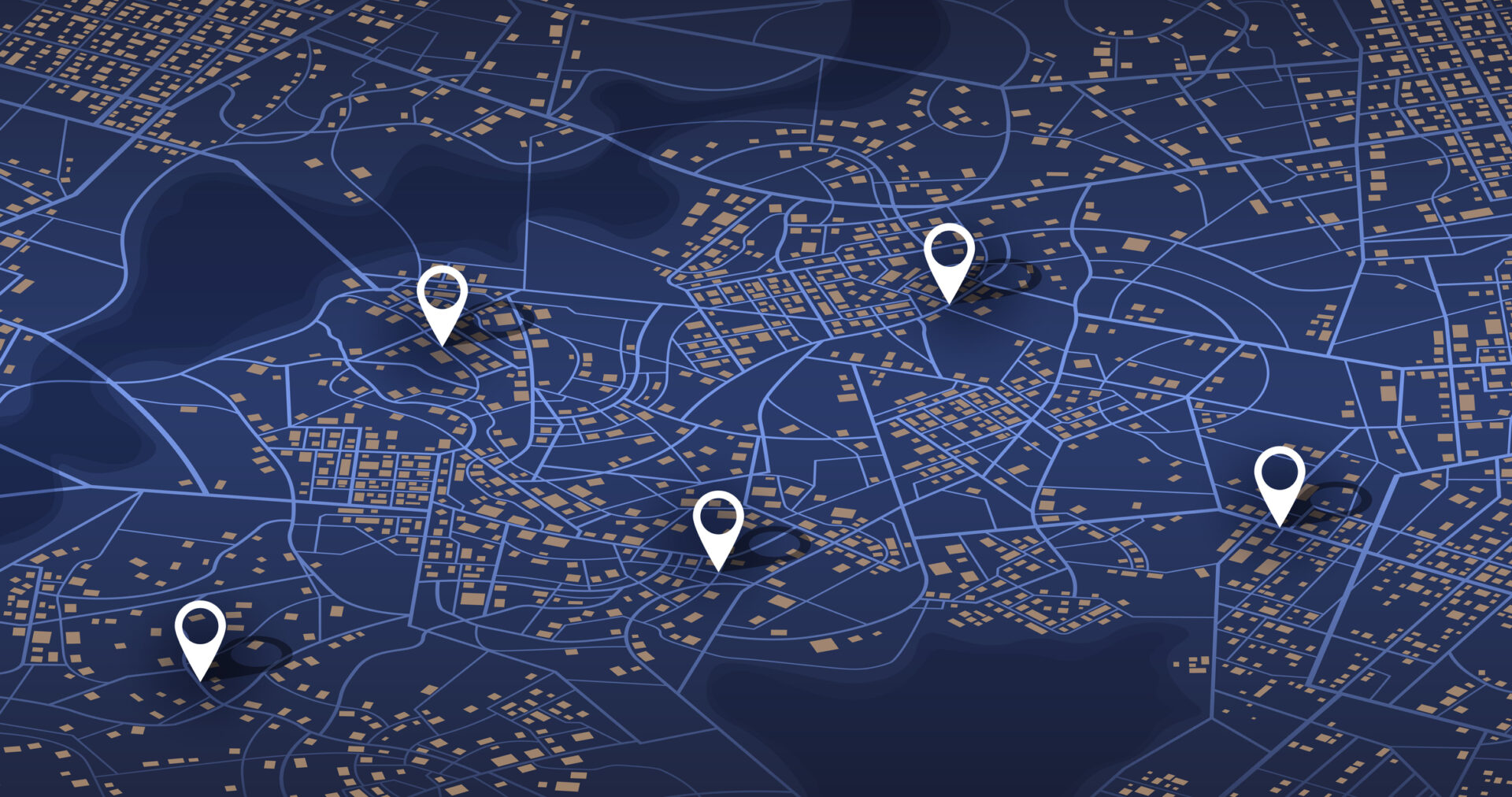 Digital map with multiple location markers.