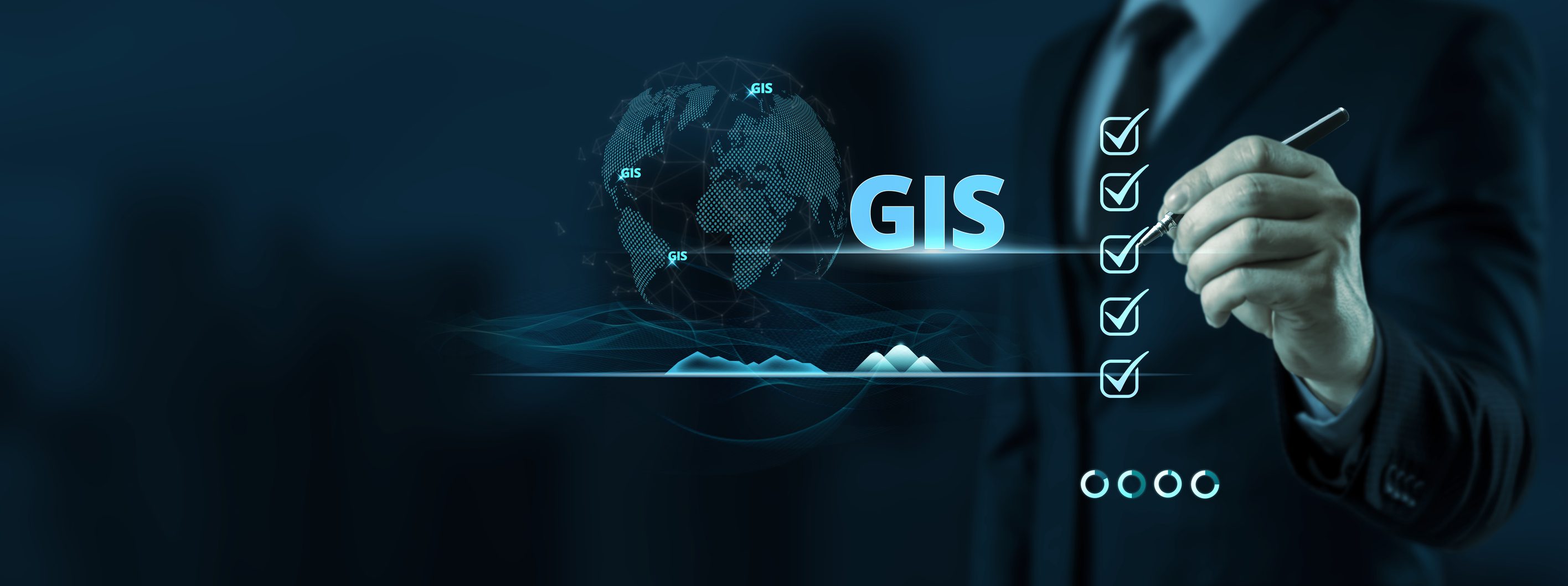 Geographic Information System GIS. Revolutionizing Transportation Tracking Concepts. Digital globe with GIS text and data visualization effects.