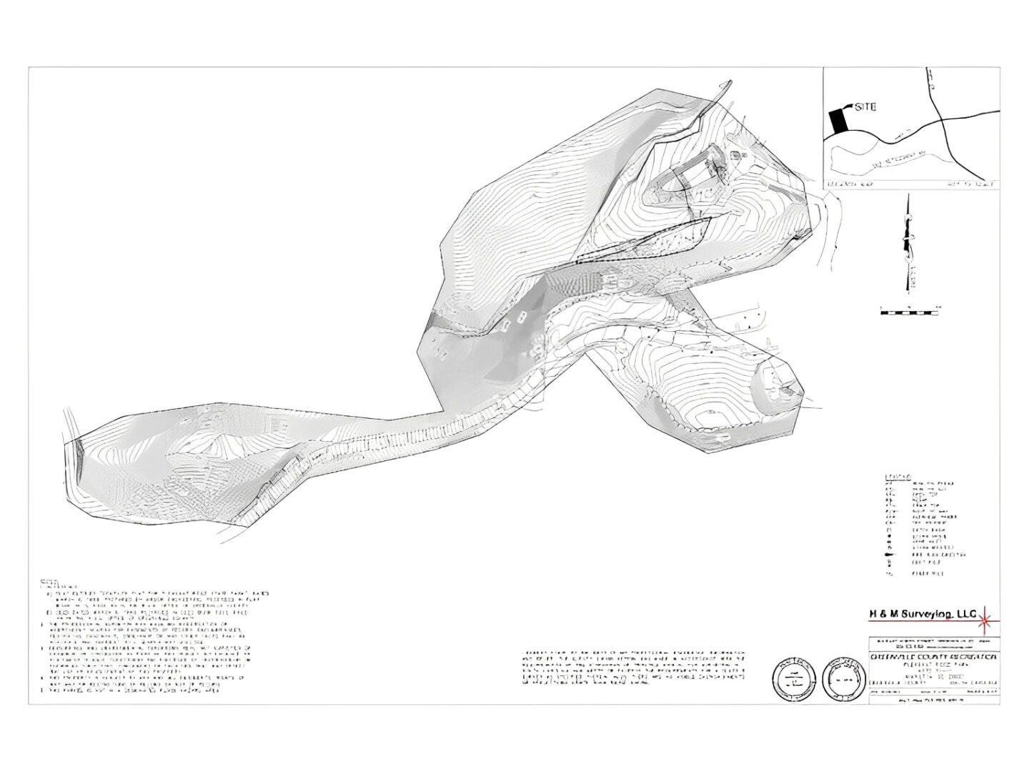 Topographic survey map with contour lines.