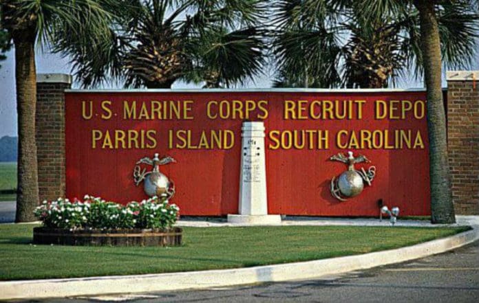 U.S. Marine Corps Parris Island entrance sign.